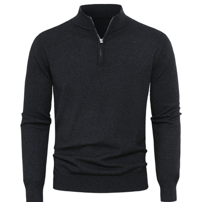 Men's Knitted Jumper with Half Zip with Warm High-Neck Style for Autumn and Winter