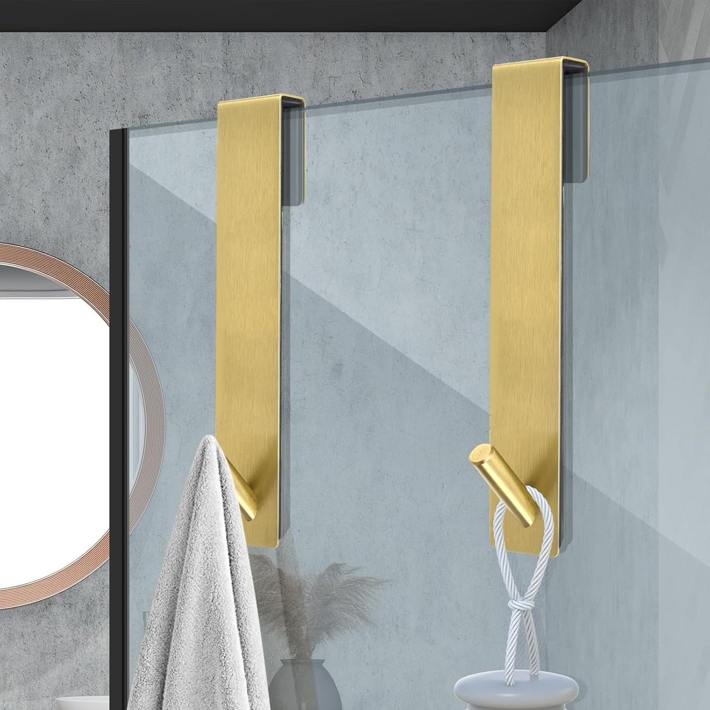 Hooks with Modern Steel Glass Door Set for Stylish, Silent and Practical