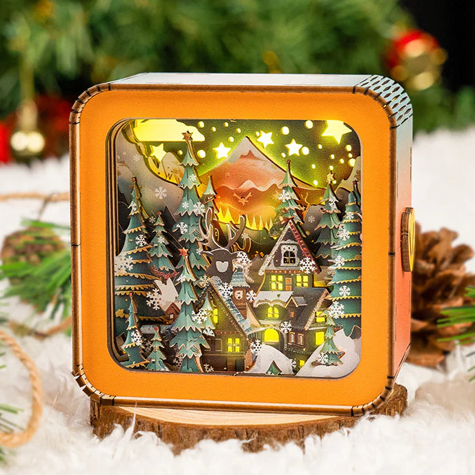 Light with Atmospheric 3D Christmas House Scale for Warm LED Light and Unique Decoration