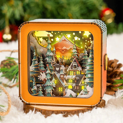 Light with Atmospheric 3D Christmas House Scale for Warm LED Light and Unique Decoration