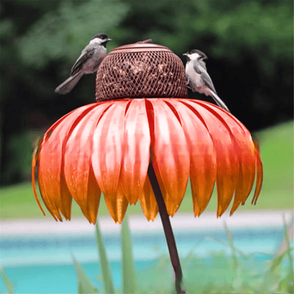 Decorative Bird Feeder House for Garden with Metal Flower Design and Durable