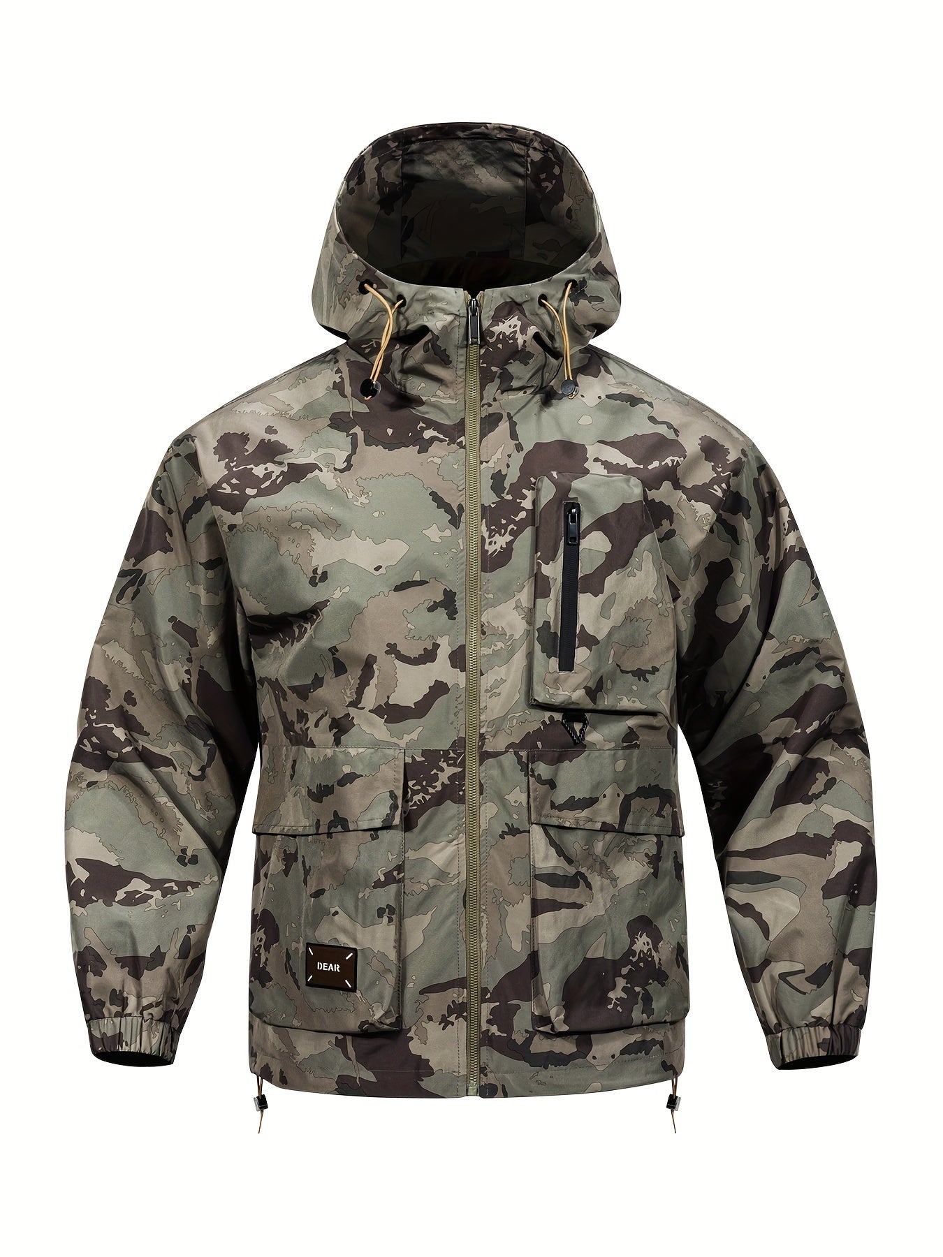 Men's Jacket with Camouflage Pattern and Hood for Casual and Comfortable