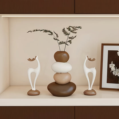 Vase with Decorative Resin Set with Sculptural Stone Design for Interiors