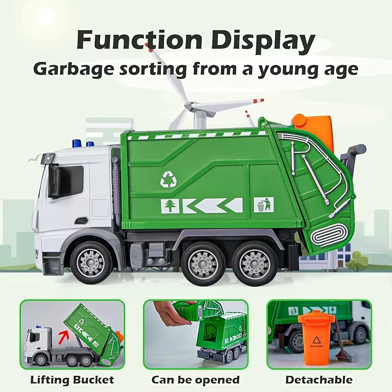 Ecotruck RC Garbage Truck for Realistic Toy Truck with Lights & Sounds