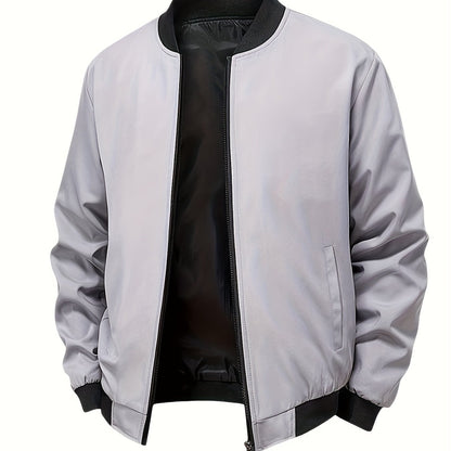 Men's Summer Jacket with Baseball Collar and Zip Fastening for Casual Use