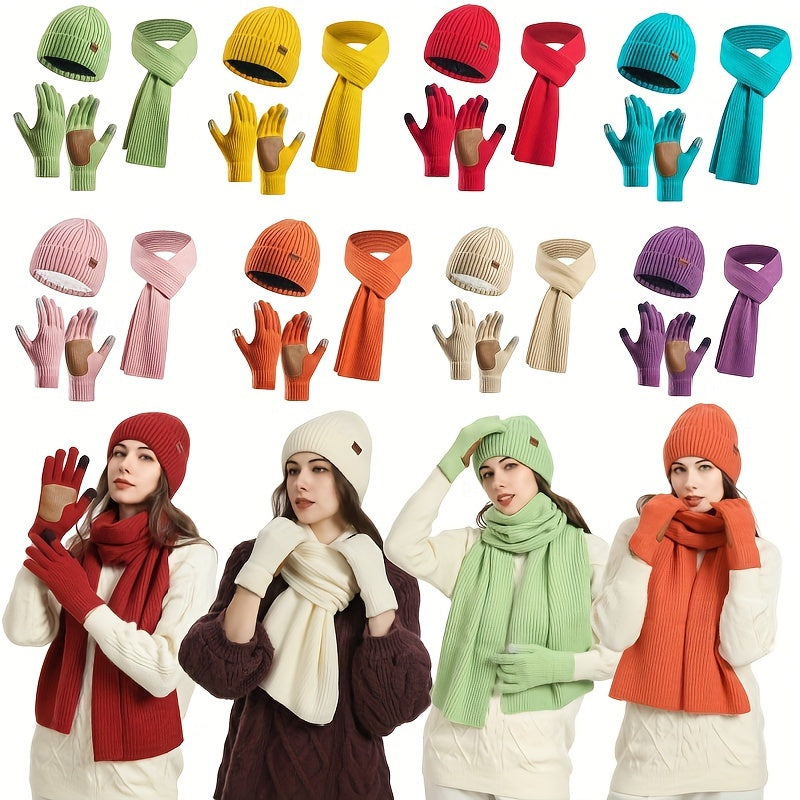 Set Joyful Winter for Hat, Scarf, and Gloves for Couples