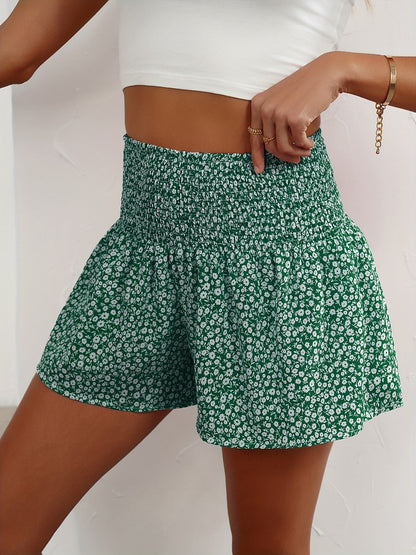Lightweight Ladies' Summer Shorts with Floral Print and Comfortable Elastic Waist