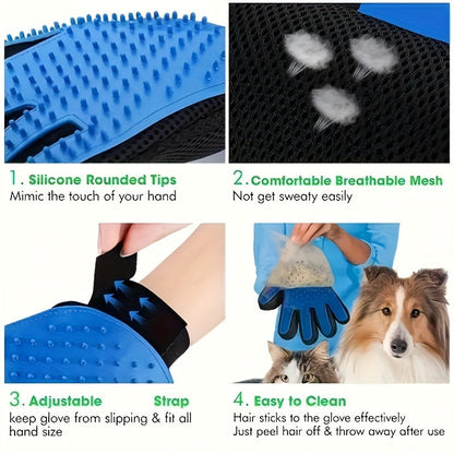 Glove with Grooming Design for Dogs and Cats for Silicone De-Shedding and Massaging