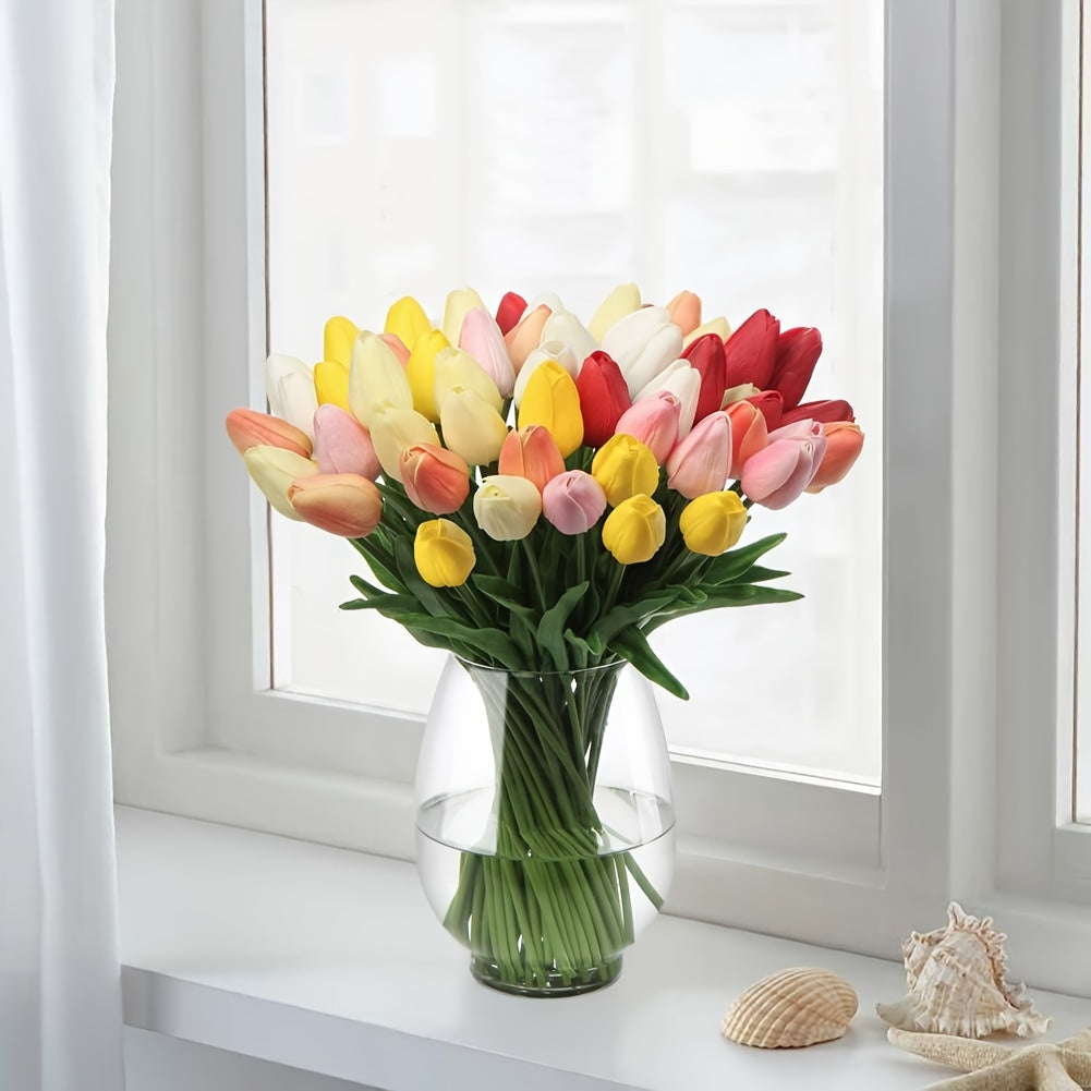 Set of 10 Realistic Tulips for Perfect for Weddings and Interior Decoration