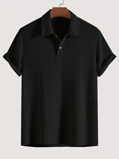 Casual Men's Polo with Ribbed Pattern and Breathable Comfort for Summer