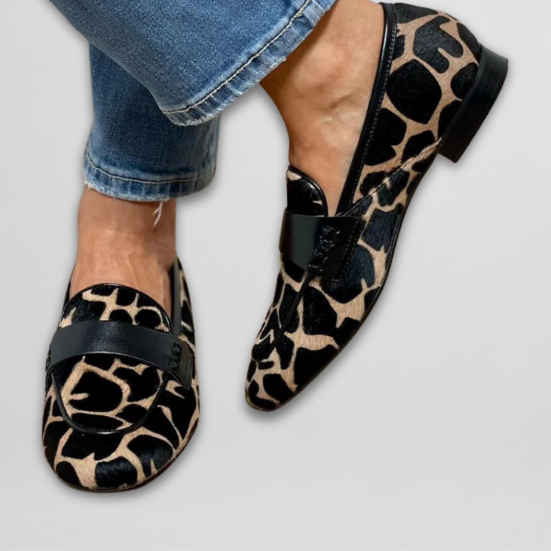 Stylish Ladies' Loafers with Animal Print and Comfortable Flexible Sole
