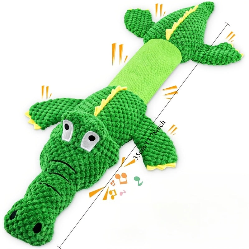 Toy with Sturdy Crocodile Dog Squeaker for Tug-of-War and Interactive Play