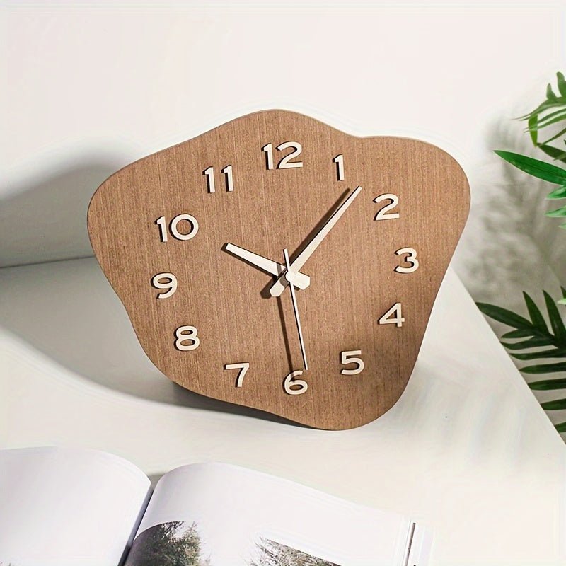 Clock with Wooden Wall Irregular Shape for Silent Movement and Decorative
