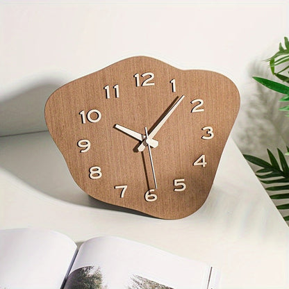 Clock with Wooden Wall Irregular Shape for Silent Movement and Decorative