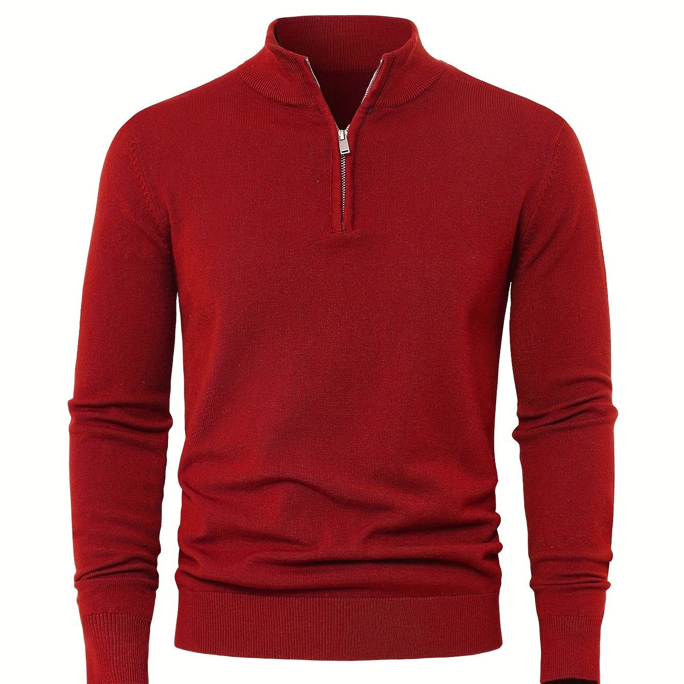 Men's Knitted Jumper with Half Zip with Warm High-Neck Style for Autumn and Winter