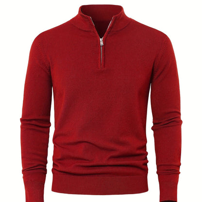 Men's Knitted Jumper with Half Zip with Warm High-Neck Style for Autumn and Winter