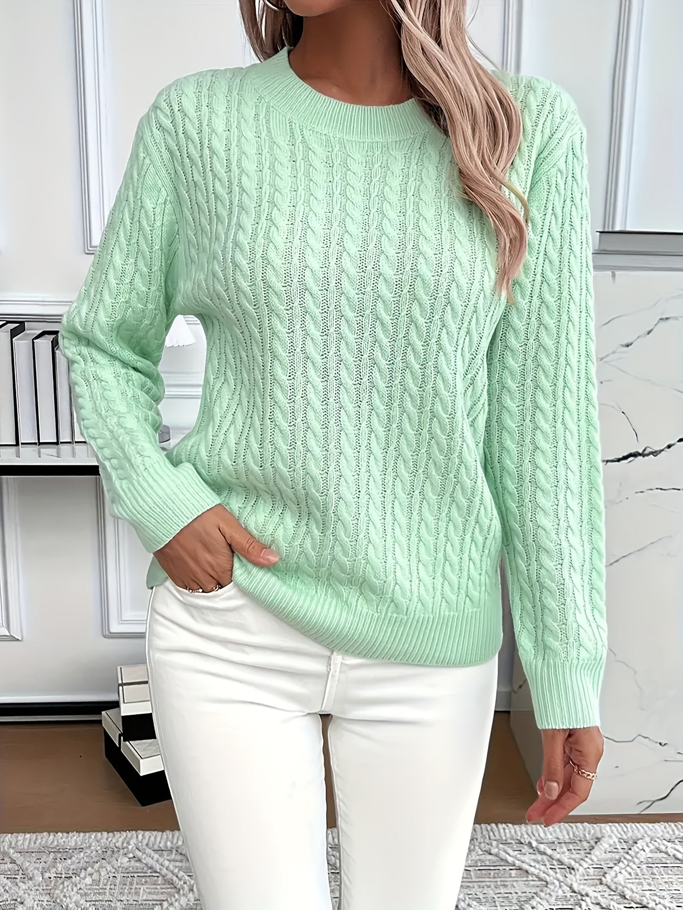 Knitted Cable Sweater for Women for Soft and Stylish Sweater for Spring and Autumn