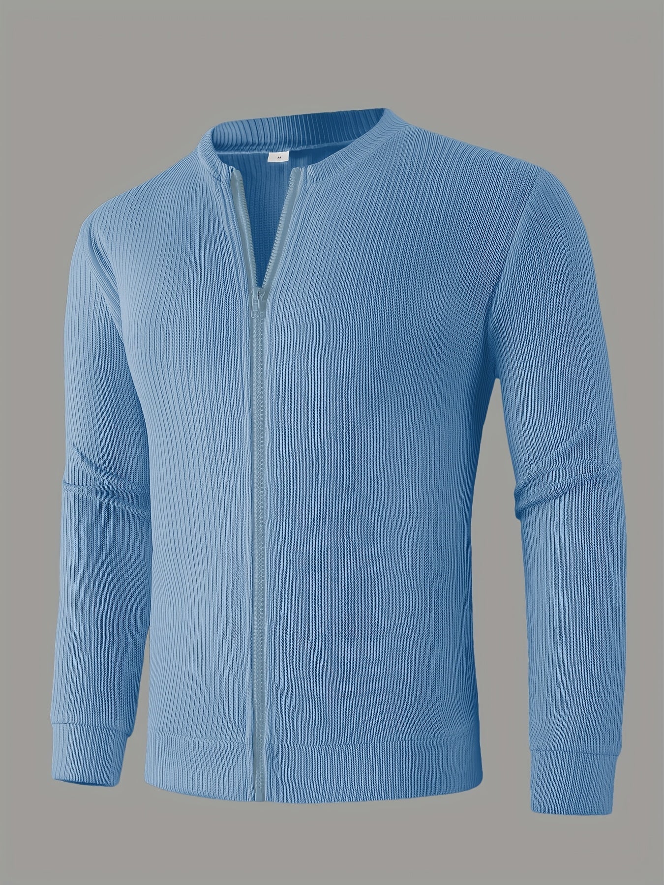 Men's Ribbed Zip-Up Cardigan for Relaxed Fit for Autumn and Winter