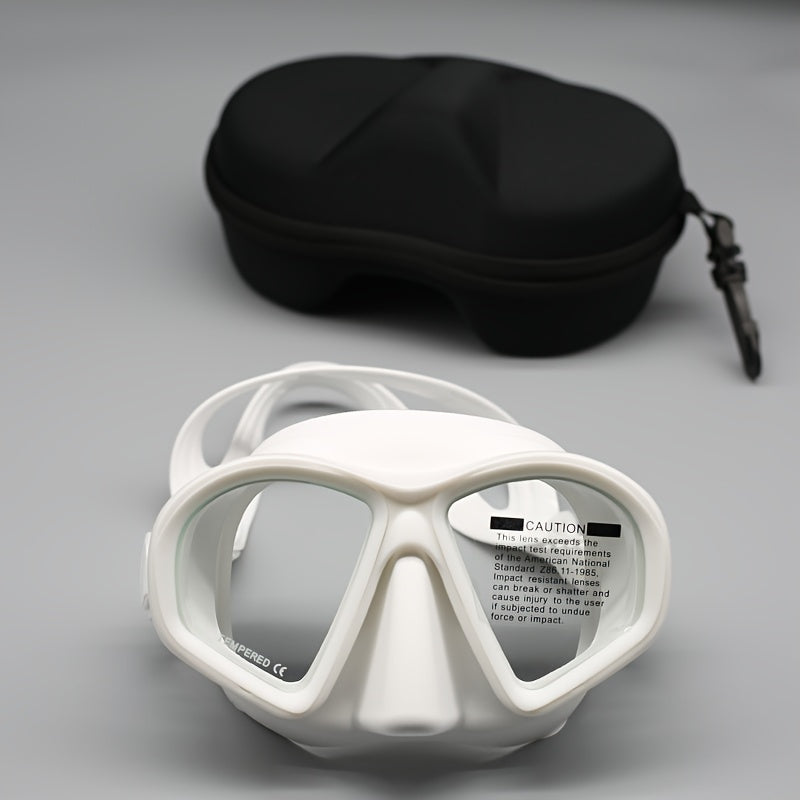 Case Tempered Diving Mask with Storage for Dive Goggles with Anti-Fog and Camera Mount