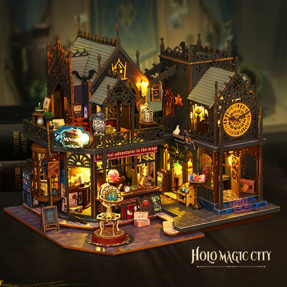 Enchanting Book House for 3D Wooden Puzzle with Magical Lighting