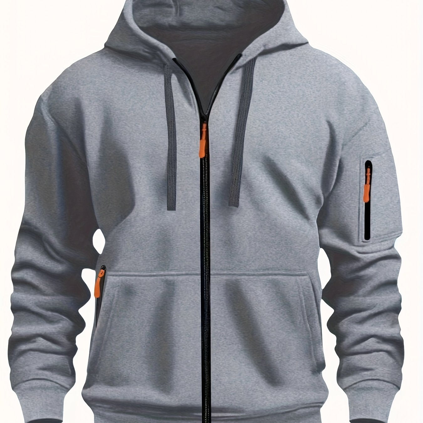 Men's Zip-Up Hoodie with Hood for Casual Outdoor Sweatshirt