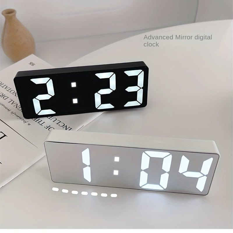 Clock with Digital LED Alarm Temperature Display and Adjustable Brightness