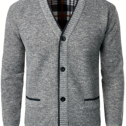 Men's Knitted Cardigan with Buttons for Warm and Comfortable for Autumn and Winter