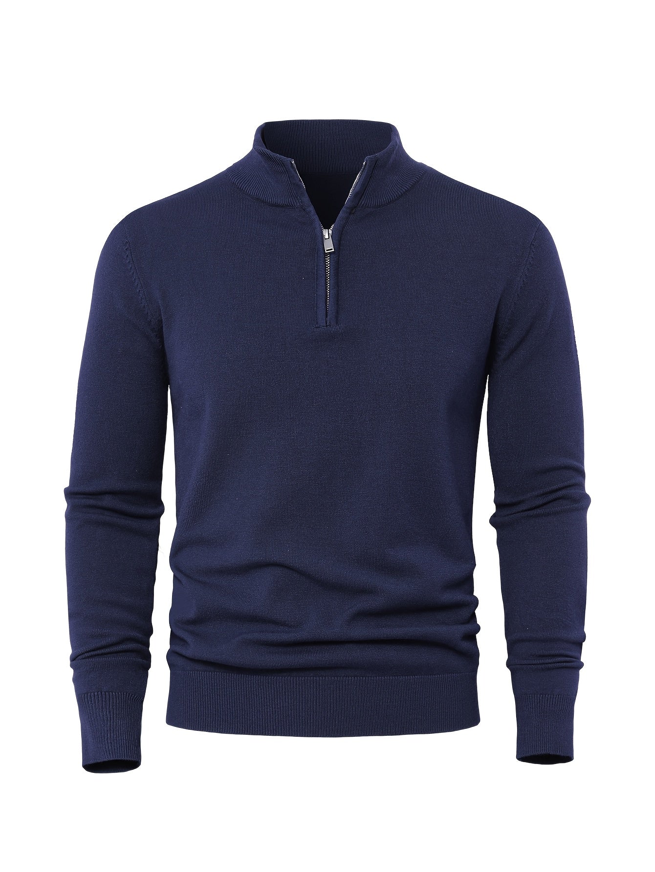 Men's Knitted Jumper with Half Zip with Warm High-Neck Style for Autumn and Winter