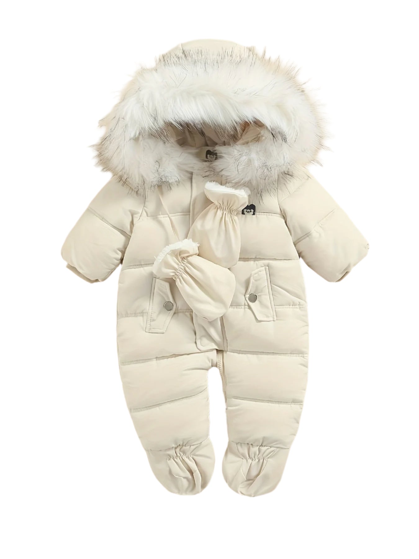 Snowy Baby Romper for Warm Winter Onesie with Hood for Outdoors