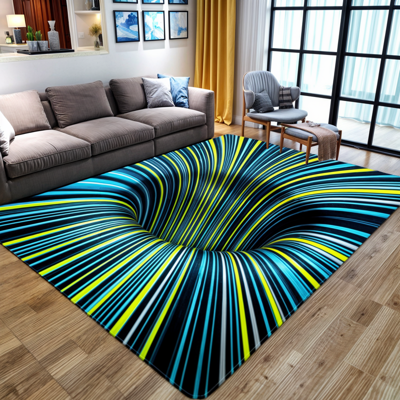 Door Mat with 3D Optical Illusion Geometric Checkerboard Pattern for Hall