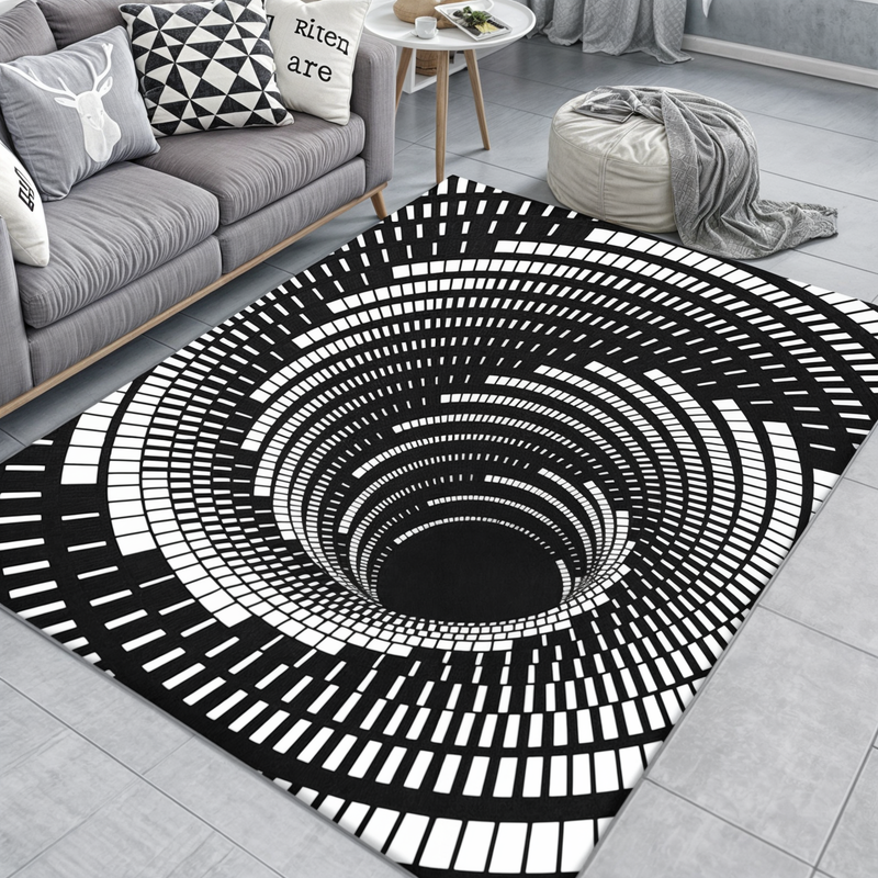 Door Mat with 3D Optical Illusion Geometric Checkerboard Pattern for Hall