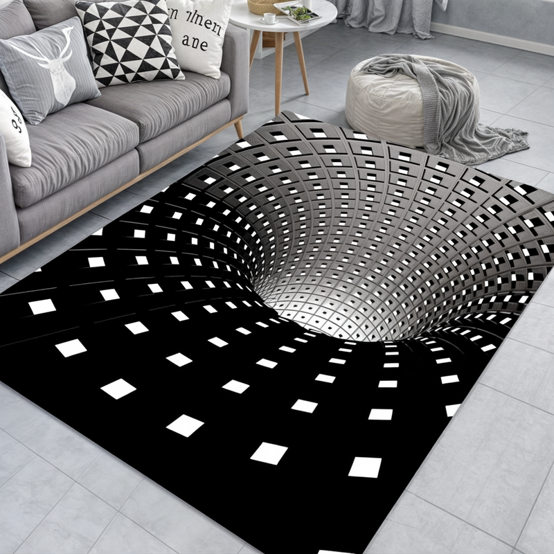 Door Mat with 3D Optical Illusion Geometric Checkerboard Pattern for Hall