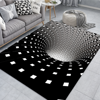 Door Mat with 3D Optical Illusion Geometric Checkerboard Pattern for Hall