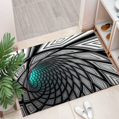 Door Mat with 3D Optical Illusion Geometric Checkerboard Pattern for Hall