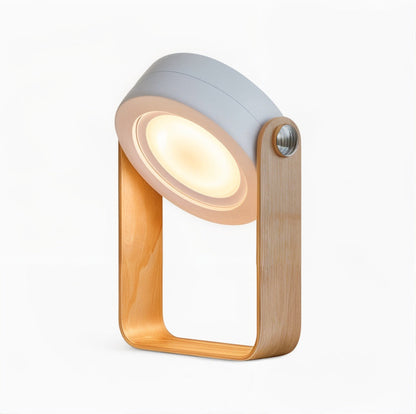 Table Lamp with Dimmable LED Wooden Frame and 360-Degree Adjustable Light