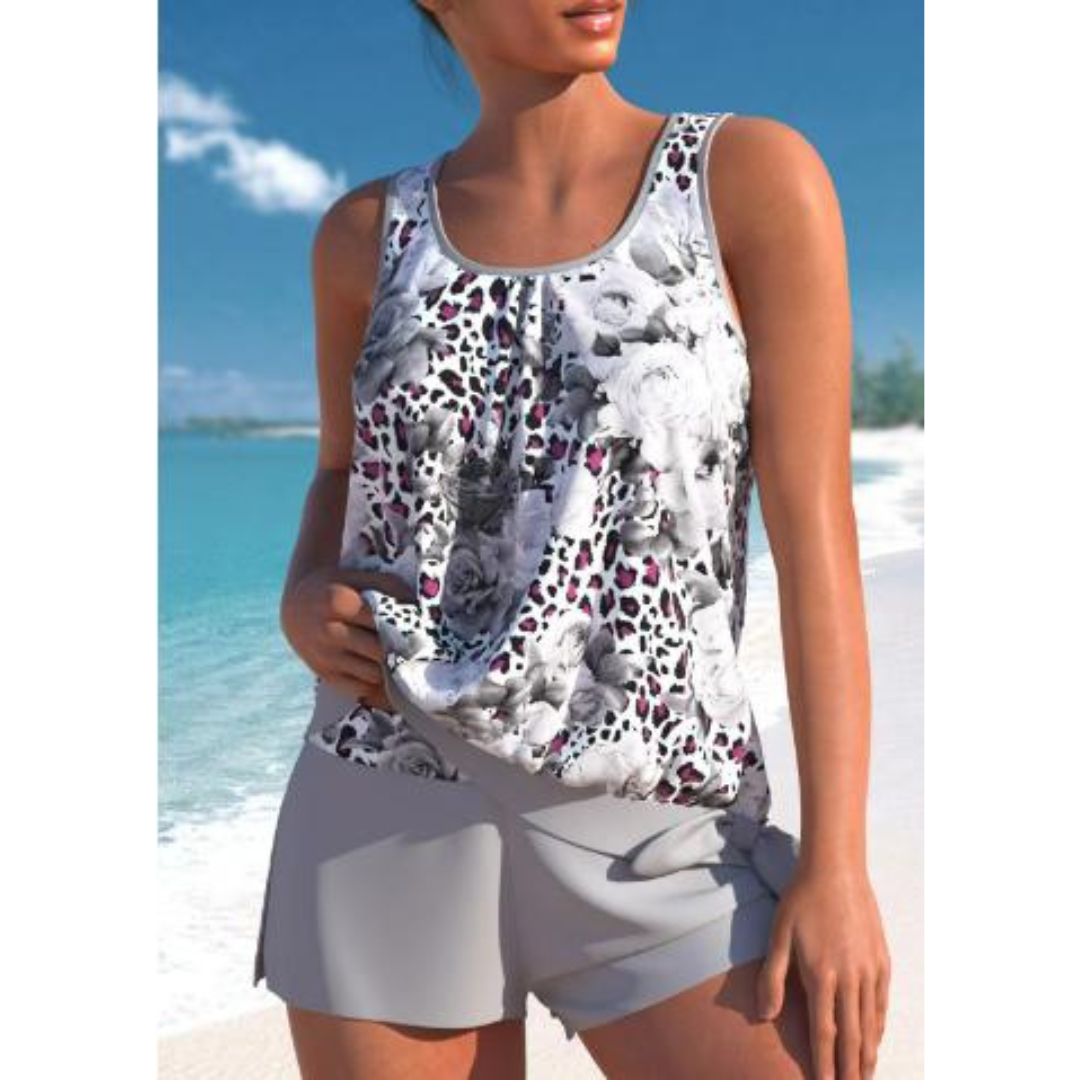 Tankini for Women with Floral Print and Comfortable Shorts
