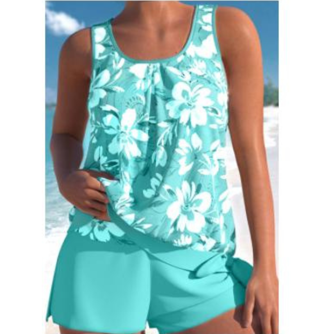 Tankini for Women with Floral Print and Comfortable Shorts