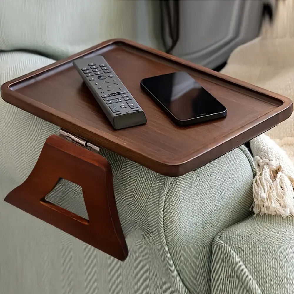 Table with Adjus Bamboo Armrest Table for Sofa Snacks Drinks Laptop