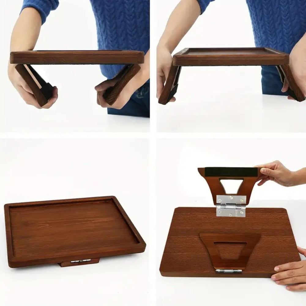 Table with Adjus Bamboo Armrest Table for Sofa Snacks Drinks Laptop