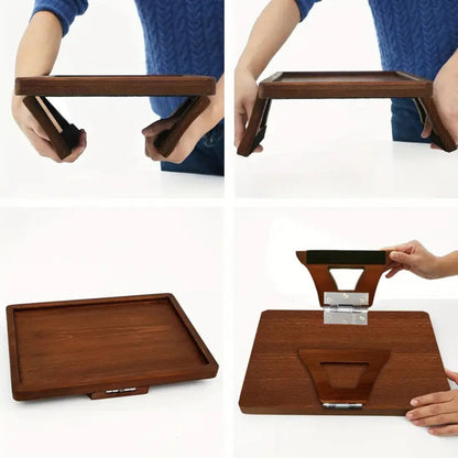 Table with Adjus Bamboo Armrest Table for Sofa Snacks Drinks Laptop