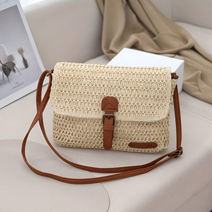 Bag with Braided Shoulder Design for Women in Straw with Adjustable Strap for Summer Looks