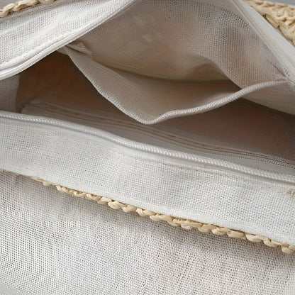 Bag with Braided Shoulder Design for Women in Straw with Adjustable Strap for Summer Looks