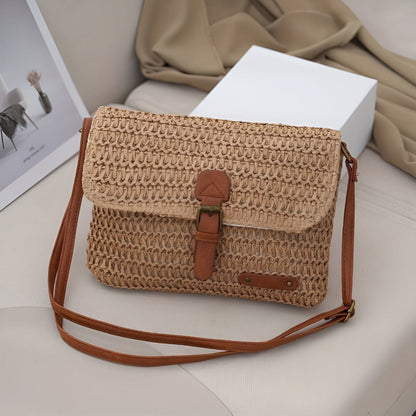 Bag with Braided Shoulder Design for Women in Straw with Adjustable Strap for Summer Looks