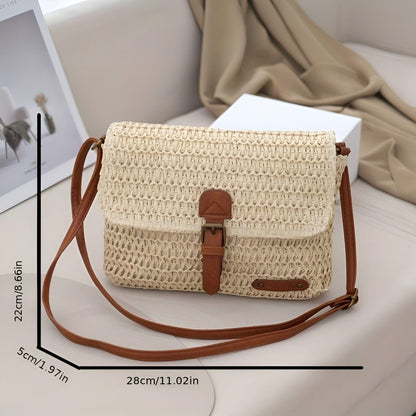 Bag with Braided Shoulder Design for Women in Straw with Adjustable Strap for Summer Looks