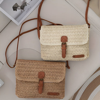 Bag with Braided Shoulder Design for Women in Straw with Adjustable Strap for Summer Looks