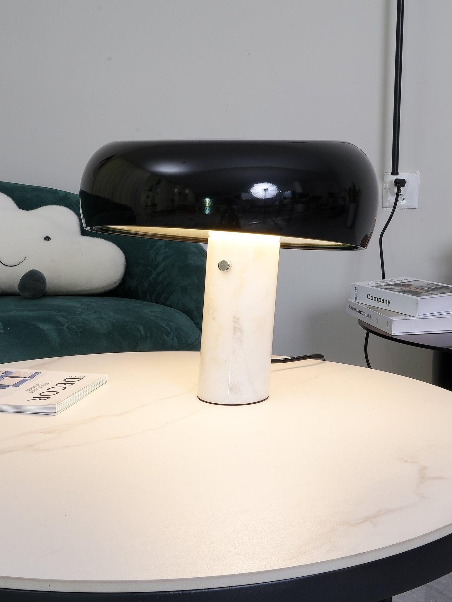 Table Lamp with Modern Design Marble Base and Half-Round Shade