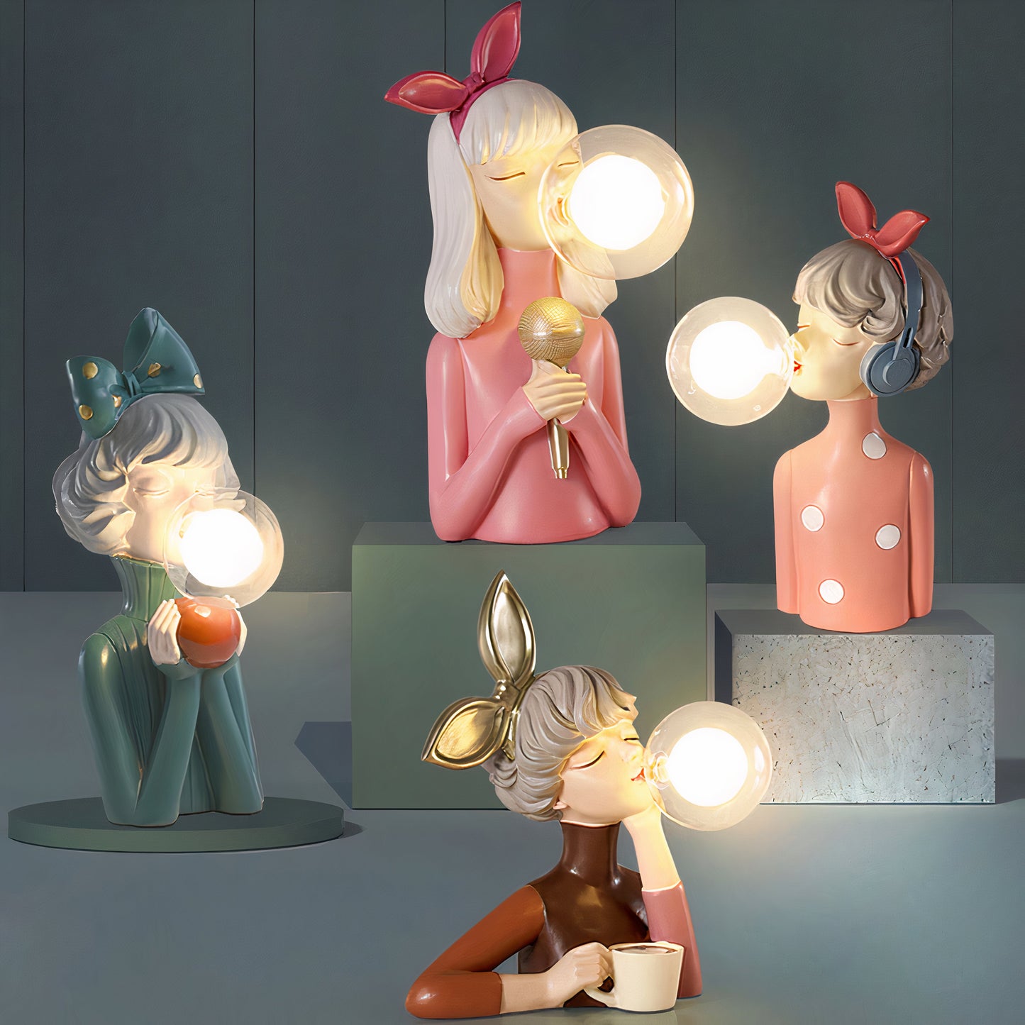 Table Lamp with Artistic Figures for Unique, Playful and Atmospheric