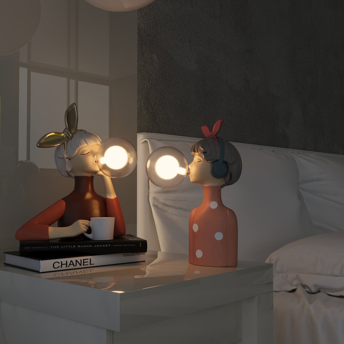 Table Lamp with Artistic Figures for Unique, Playful and Atmospheric