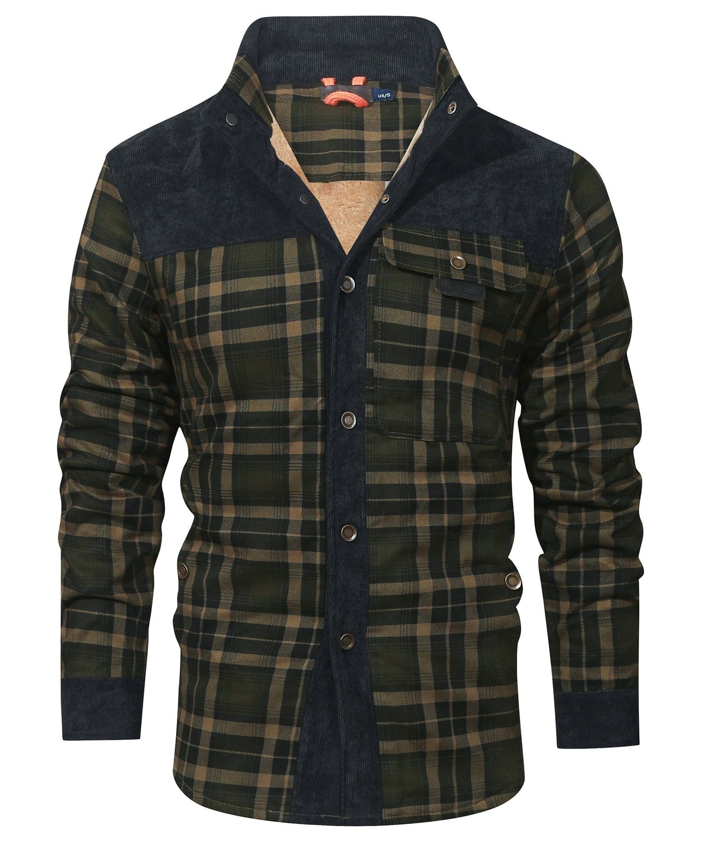 Robust Men's Flannel Coat with Faux Fur Lining for Warm, Durable and Protective