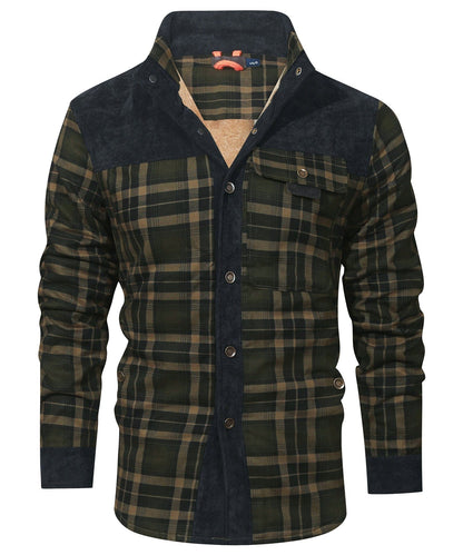 Robust Men's Flannel Coat with Faux Fur Lining for Warm, Durable and Protective